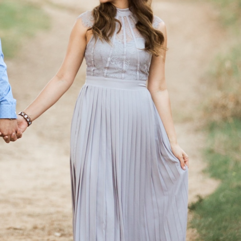 Grey pleaded maxi dress